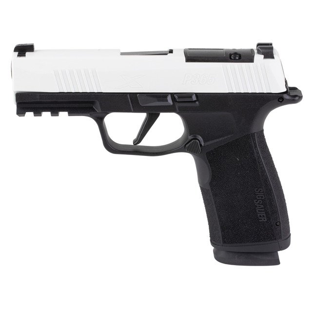 Sig P365 X-Macro 9mm, 3.7" Barrel, Cerakote White Slide, Freedom Engraving, Black Frame, X-RAY3, Optics Ready, 2x17rd Mags - Image 2