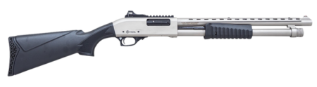 Citadel Mariner 20 Ga 3" 4rd,18.50" Nickel Finished Heat Shield Barrel, Nickel Finished Aluminum Receiver Picatinny Rail, Black Fixed Synthetic Stock
