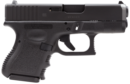 GLOCK 26V, V Series, Sub-Compact, 9mm, 3.43" Barrel, Glock Marksman Barrel, nDLC Finish, Black, No Finger Grooves, Fixed Sights, Ambidextrous Slide Stop Lever, Front Serrations, 10rd, 3 mags