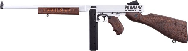 Thompson Navy 250th Anniversary 45 ACP 16.50" Arctic White & Savage Stainless Cerakote Arctic Steel Barrel & Receiver, Engraved Walnut Fixed Stock, Engraved Wood Grip - Image 2